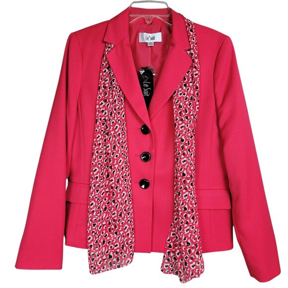Le Suit Jacket Skirt Suit Womens 10 Pink Black 2PC Business Casual Career Office - Picture 4 of 16
